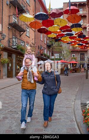 Quebec, Kanada 23. September 2018: Rue du Petit-Champlain in Lower Town Basse-Ville . Dieser historische Bezirk von Quebec City ist UNESCO-Weltkulturerbe Stockfoto