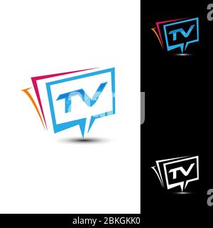 Letter TV Logo Design Vorlage mit Quadrat Stock Vektor