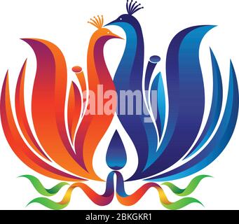 logo „peacock Yoga“ Stock Vektor