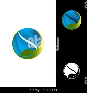 Symbol für grüne Lamellen. Abstraktes Sphere Logo, Volume Icon Design Template Element Stock Vektor