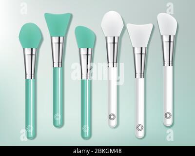 Vektor Kosmetik und Hautpflege Silikonpinsel oder Spatel Set Stock Vektor
