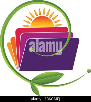 Logo mit hellem Buchblatt Stock Vektor