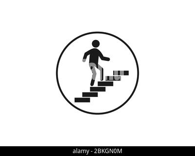 Treppen, Treppenhaus, geht nach oben Ikone. Vektorgrafik, flaches Design. Stock Vektor