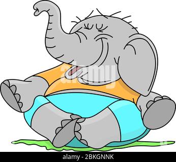 Cartoon Elefant sitzt in einer Lotusposition tun Yoga-Vektor-Illustration Stock Vektor