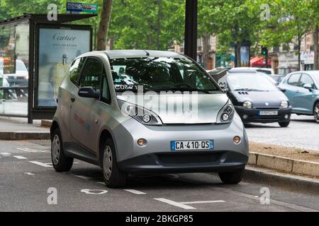 Autolib' E-Carsharing-Service in Paris, Frankreich Stockfoto