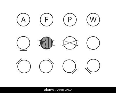 Symbole für Wäsche, Symbole für chemische Reinigung. Vektorgrafik, flaches Design. Stock Vektor