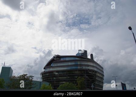 Postmoderne postmoderne Ikone Architektur Landmark Hammersmith Ark 201 Talgarth Road, Hammersmith, London, W6 von Ralph Erskine Vernon Gracie Stockfoto