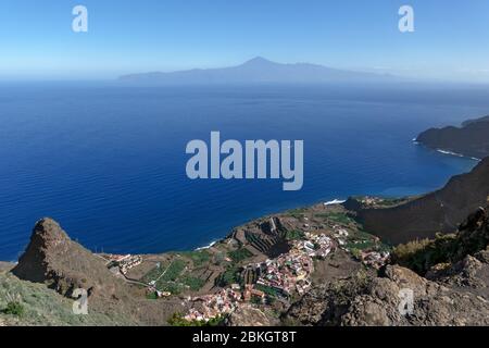 Luftaufnahme von Agulo im Norden der Insel La Gomera Stockfoto