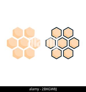 vektor-Illustration Hexagon Puzzle Spielzeug Symbol oder Logo mit flachen und linearen Farbdesign Stil Stock Vektor