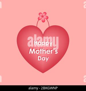 Happy Mothers Tag rosa Farbe Grüße mit Herz & 3d Text-Effekt-Vorlage Stock Vektor