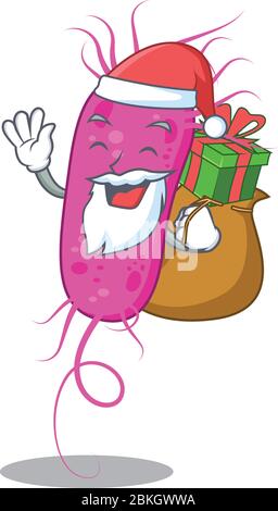 Cartoon-Design von pseudomoa Bakterien Santa mit Weihnachtsgeschenk Stock Vektor