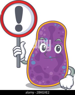 Eine Ikone der Shigella sp. Bakterien Cartoon Design-Stil mit einem Schild Stock Vektor