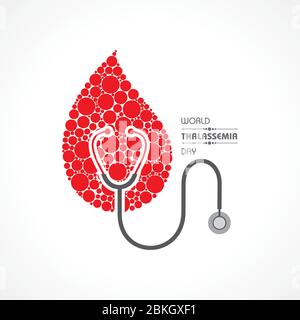 Vektor-Illustration zum Thema Welt Thalassemia Tag beobachtet am 8. Mai jedes Jahr. Thalassämien sind vererbte Blutkrankheiten, die durch gekennzeichnet sind Stock Vektor