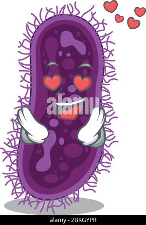 Nette lactobacillus rhamnosus Bakterien Cartoon-Charakter hat eine fallen in der Liebe Gesicht Stock Vektor