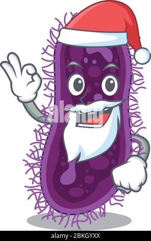 Lactobacillus rhamnosus Bakterien Santa Cartoon Charakter mit niedlichen ok Finger Stock Vektor