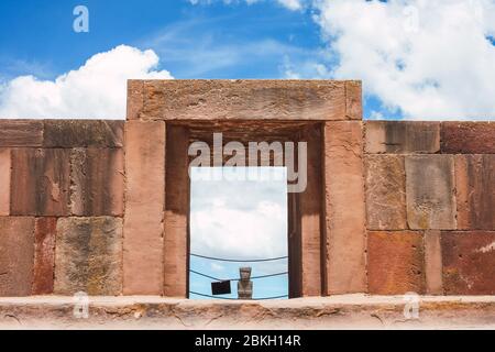 Kalasasaya Tempel, wichtige präkolumbianische archäologische Stätte in Tiwanaku, Bolivien Stockfoto