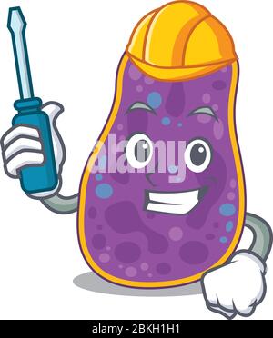 Cartoon-Charakter von Shigella sp. Bakterien arbeitete als Automobil Stock Vektor
