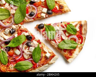 Frisch gebackene Pizza, Blick von oben Stockfoto