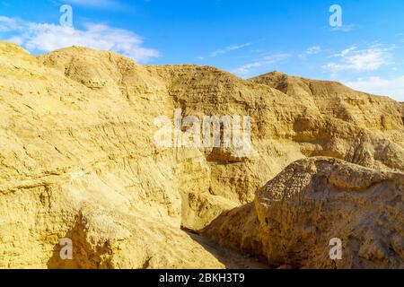 Landschaft von lissan Marl Felsen entlang der Arava Frieden Straße, im Süden Israels Stockfoto