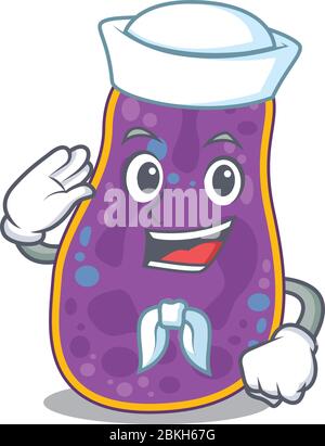 Sailor Cartoon Charakter von Shigella sp. Bakterien mit weißem Hut Stock Vektor