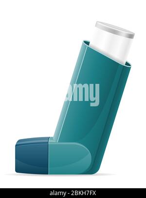 Medizinischer Inhalator für Patienten mit Asthma und Kurzatmigkeit in der Behandlung und Prävention der Krankheit Vektor-Illustration isoliert auf weiß Stockfoto