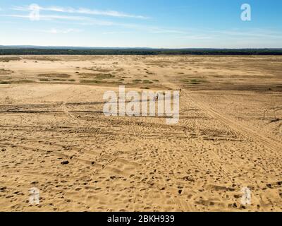 Blendow Wüste (Pustynia Blendowska) in Polen. Das größte Binnenland, weit weg von jedem Meer, Gebiet von losem Sand in Mitteleuropa. Einzigartige Touristenattraktion Stockfoto