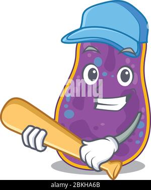 Bild von Shigella sp. Bakterien Cartoon-Figur spielen Baseball Stock Vektor