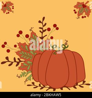 Stilisierter Vintage Kürbis - Vintage Herbst Vektor Illustration Stock Vektor