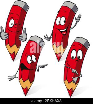 Roter Bleistift - lustige Vektor-Cartoon Stock Vektor