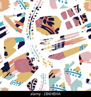 Vektor Bunte Pastell abstraktes Muster, Malerei-Effekt auf weißem Hintergrund Stock Vektor