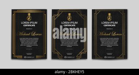 Satz von Zertifikatvorlagen. Zertifikat Luxuriöses Muster. Geeignet für Design-Abschluss Diplom, Auszeichnung, Erfolg. Trendy Retro Classic Vintage-Stil Stock Vektor