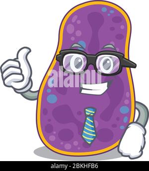 Ein elegantes Shigella sp. Bakterien Geschäftsmann Maskottchen Design trägt Brille und Krawatte Stock Vektor