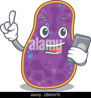 Shigella sp. Bakterien Cartoon Charakter sprechen am Telefon Stock Vektor