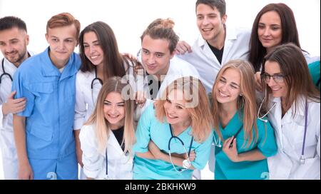 Junge medizinische Fachkräfte stehen zusammen, Konzept des Gesundheitsschutzes Stockfoto