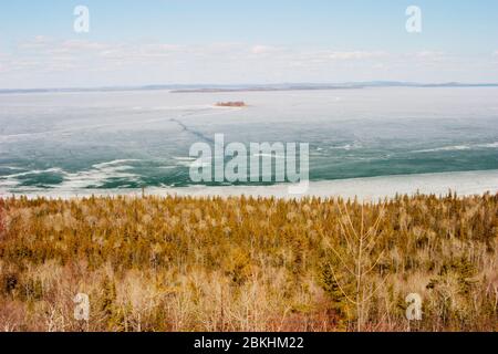 Blick vom Ten Mile Lookout im Winter, MANITOULIN Island, Ontario Stockfoto