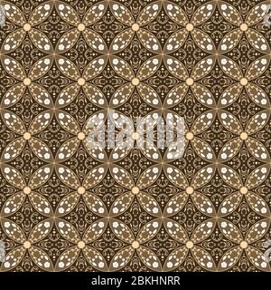 Nahtlose Blumenmotive auf Kawung Batik Design mit brauner Farbe Design Stock Vektor