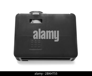 Moderner Videoprojektor auf weißem Hintergrund Stockfoto