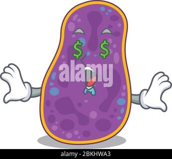 Reiche Cartoon-Charakter-Design von Shigella sp. Bakterien mit Geld Augen Stock Vektor
