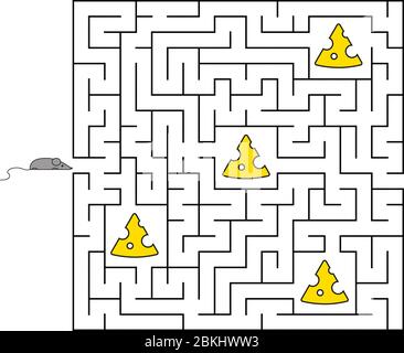 Abstact quadratisches Labyrinth. Lernspiel für Kinder. Puzzle für Kinder. Irrgarten Rätsel. Finden Sie den richtigen Weg. Vektorgrafik. Stock Vektor