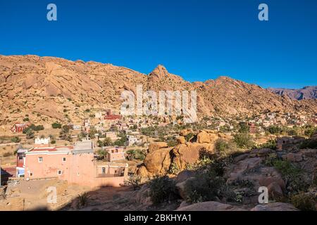 Marokko, Souss-Massa Region, Umgebung von Tafraoute, Aday Dorf Stockfoto