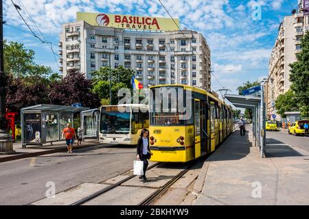 Rumänien, Muntenia, Bukarest, Straßenbahn Stockfoto