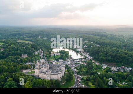 Frankreich, Oise Department, Dorf Pierrefonds, Pierrefonds Schloss Erbe von Viollet-le-Duc im Wald von Compiegne Stockfoto