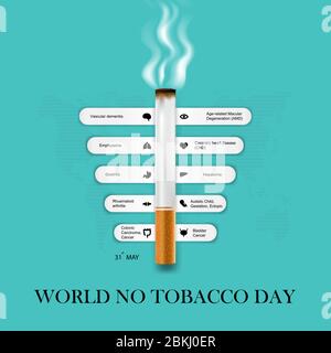World No Tobacco Day Infografisches Hintergrunddesign.World No Smoking Day Typographical Design Elements.May 31st World no Tobacco Day.No Smoking Day Awa Stock Vektor