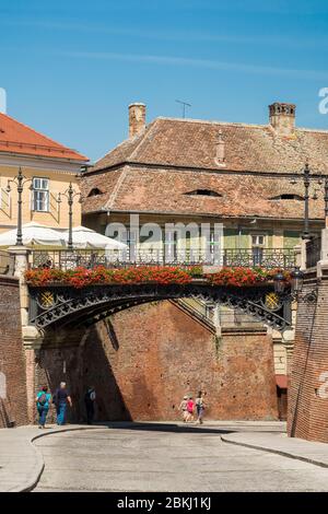 Rumänien, Sibiu Judet, Siebenbürgen, Karpaten, Sibiu, die Altstadt, die Brücke der Lügen Stockfoto