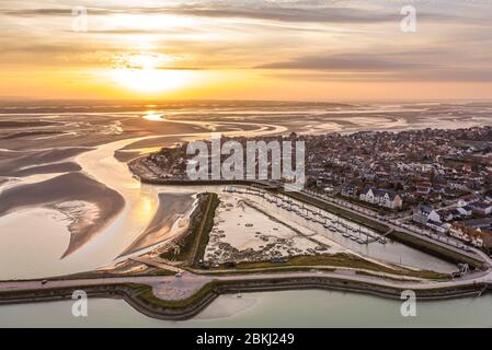 Frankreich, Somme (80), Baie de Somme, Le Crotoy, (Luftaufnahme) Stockfoto