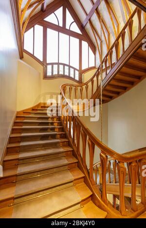 Frankreich, Meurthe et Moselle, Nancy, Villa Majorelle auch benannt Villa Jika von Architekt Henri Sauvage im Art Nouveau Ecole de Nancy (Nancy Schule) Stil, die Treppe Stockfoto