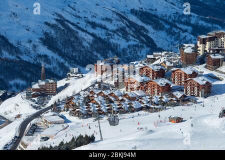 Frankreich, Savoie, Vanoise Massiv, drei Täler Skigebiet, Saint Martin de Belleville, Les Menuires, der Weiler Reberty Dorf Stockfoto