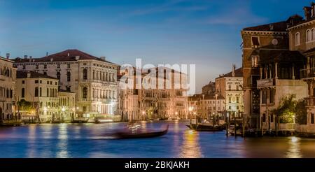 Italien, Venetien, Venedig, Liste als Weltkulturerbe der UNESCO, großer Kanal bei Nacht Stockfoto