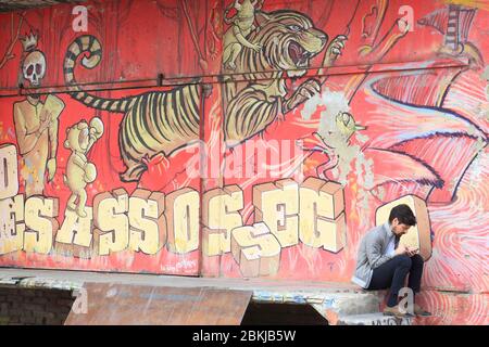 Portugal, Lissabon, Alcantara-Viertel, LX Fabrik in einem ehemaligen Industriegebiet von 23,000 m2 installiert, Street Art Stockfoto