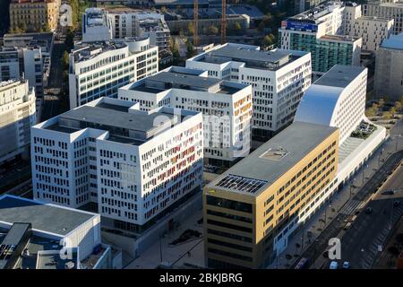 Frankreich, Bouches du Rhone, Marseille, 2. Arrondissement, Euromediterraner Bezirk, La Joliette Bezirk, Euromed Centre, Astrolabe, Golden Tulip Hotel, vom La Marseillaise Turm, Architekt Jean Nouvel Stockfoto